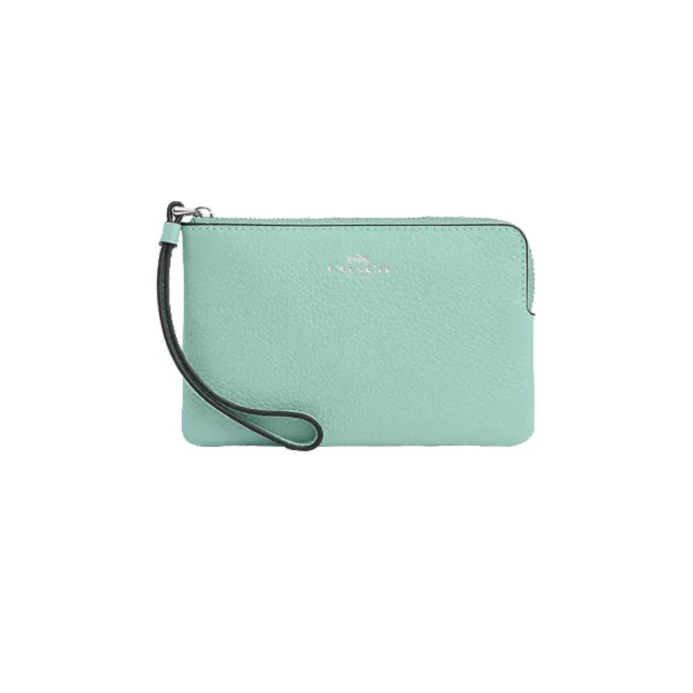 Coach Seafoam color corner zip wristlet